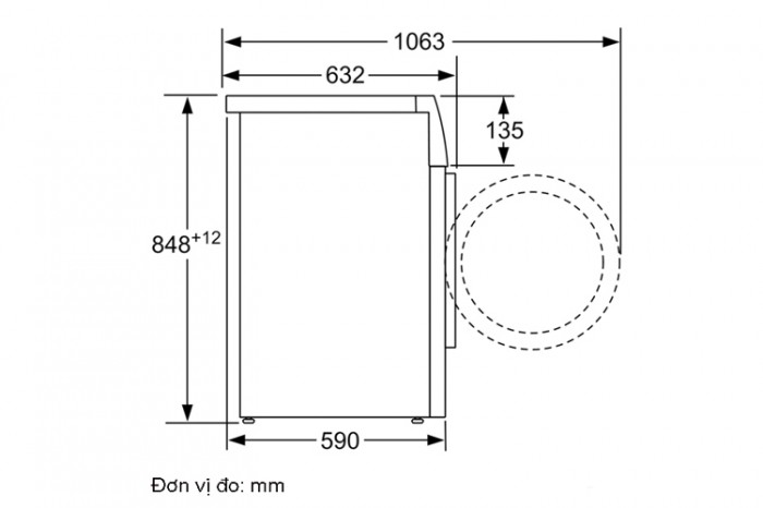 kích thước Máy giặt Bosch WAT24480SG